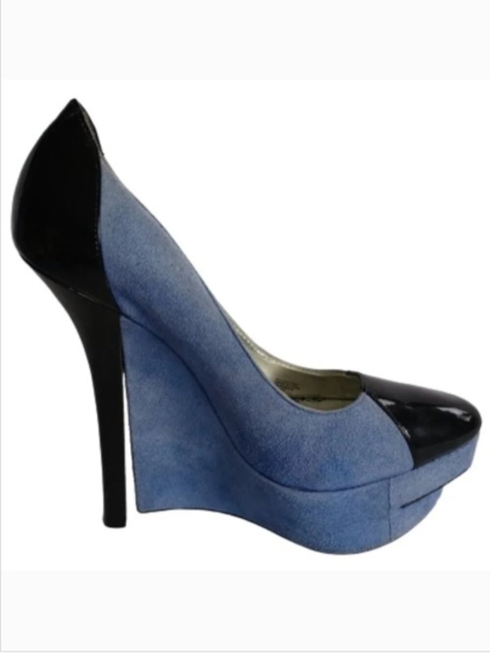 Bebe "France" Suede & Patent Wedge/Platform Pump- Sz. 7